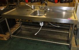 Stainless Steel Single Sink With Showerhead L2000 x W740 x H1000