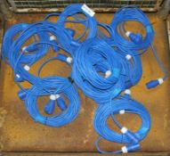 10x Tent Cables 15m x16A - Blue