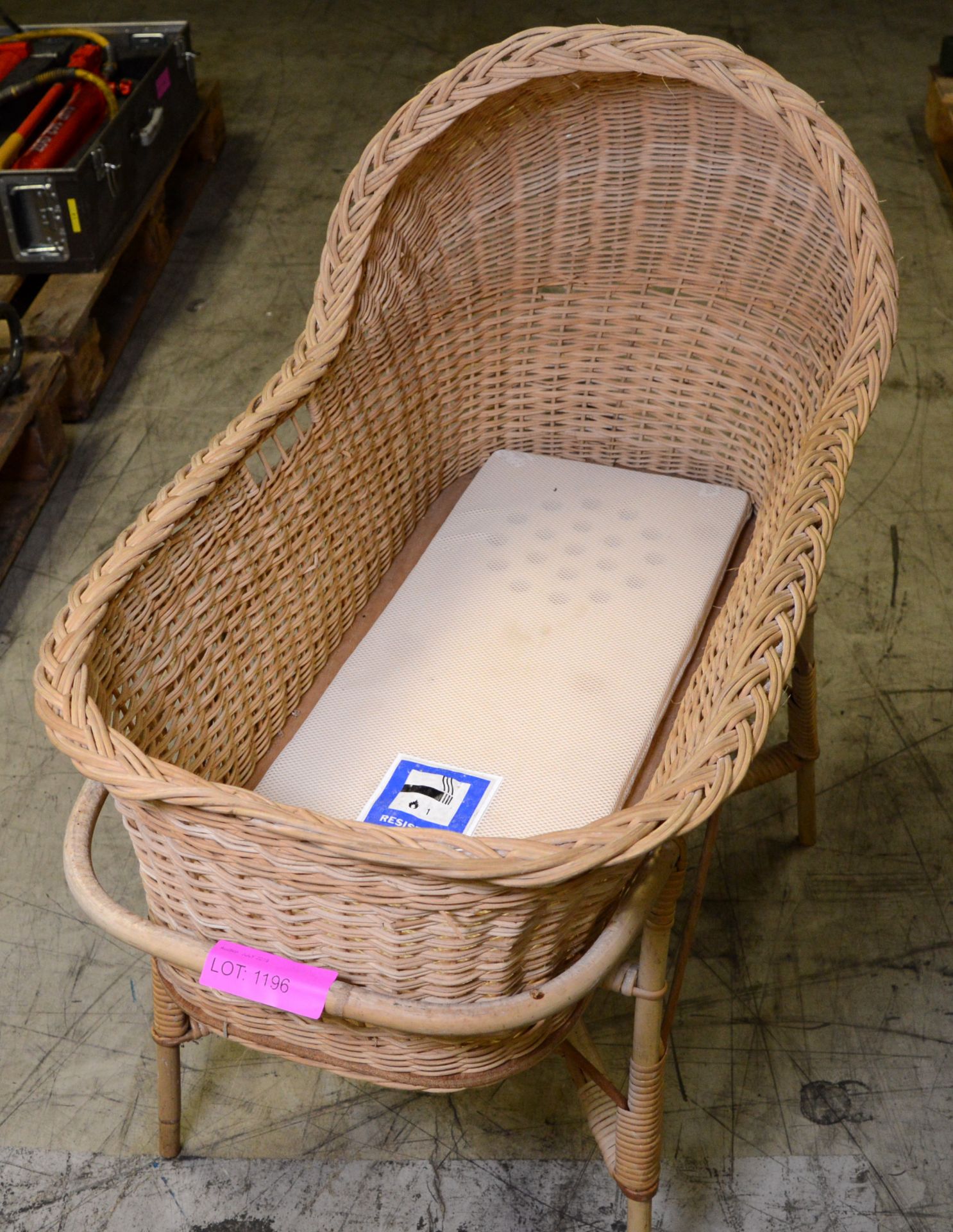 Wicker Baby Basket on Stand. - Image 2 of 3