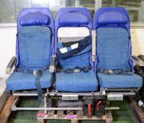 Aircraft Triple Seat with Rear TV Screens & Remote Controls.