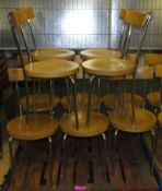 10x Wooden CIrcular Seat Dining Chairs