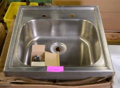 Armitage Shanks Wall Mounted Stainless Steel Sink 600 x 600mm.