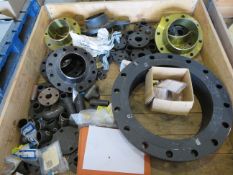 VARIOUS SIZE PIPE FITTINGS, FLANGES, TAPER FLANGES AND BENDS