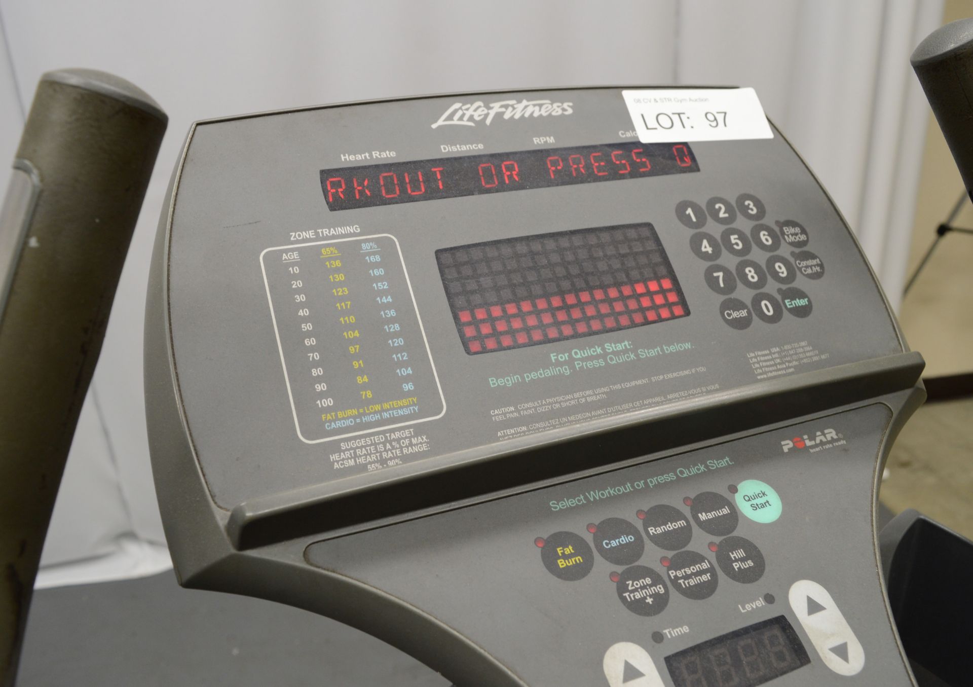 Life FItness, Model: 95Ci, Upright Exercise Bike. - Image 5 of 6