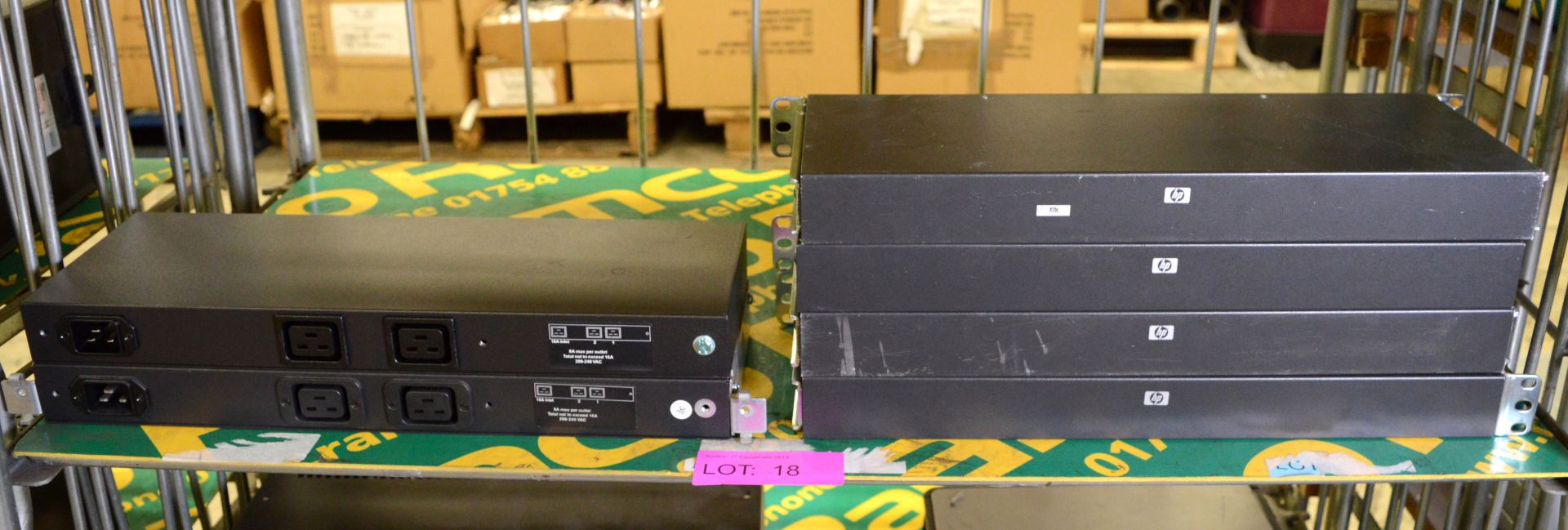 2x HP Modular PDU Control Units, 4x HP KVM Switcher panels
