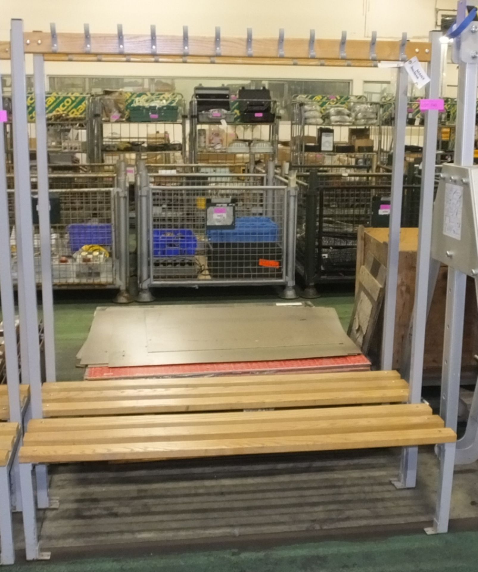 2x Changing Room Benches & Peg Rack