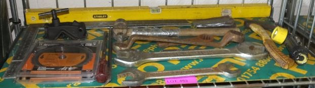 Hand Tools - Spirit Level, Spanners, torch, Set Squares