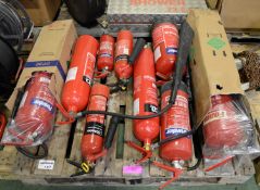 9x Assorted Fire Extinguishers.
