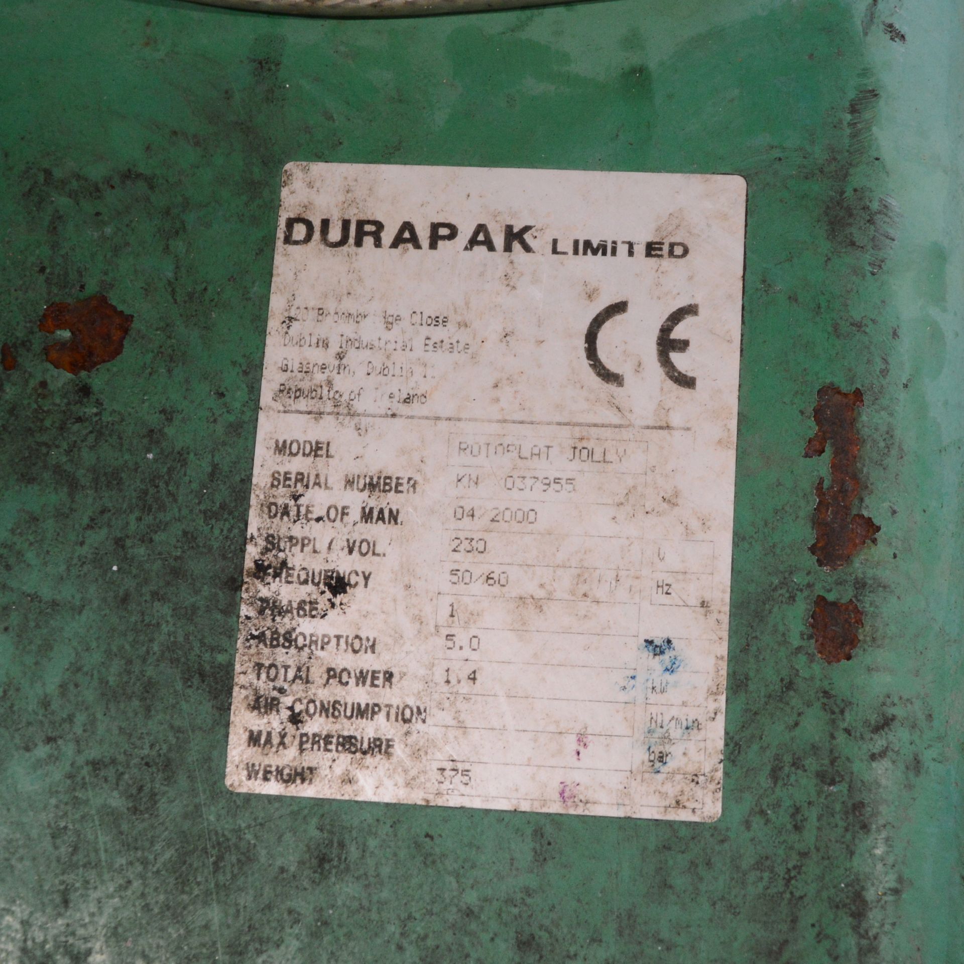 Durapak Rotaflat Jojjy Pallet Wrapping Machine 230V. - Image 2 of 6