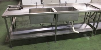 Heavy Duty Steel Double Sink Unit L2400 x W700 x H930mm