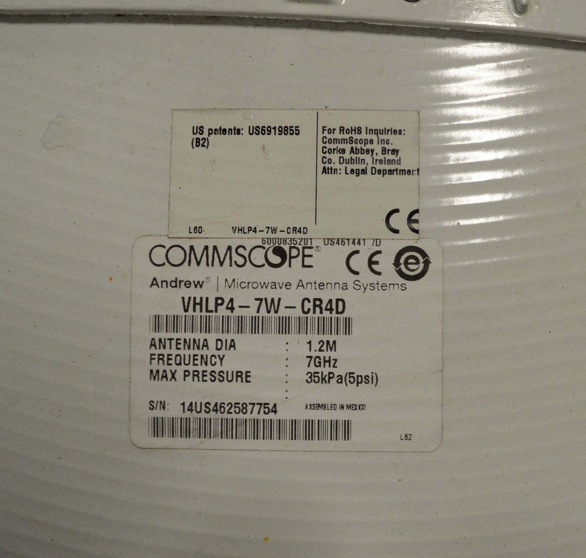 Commscope 7GHz Microwave Antenna System VHLP4-7w-CR4D - Diameter 1.2m. - Image 3 of 3