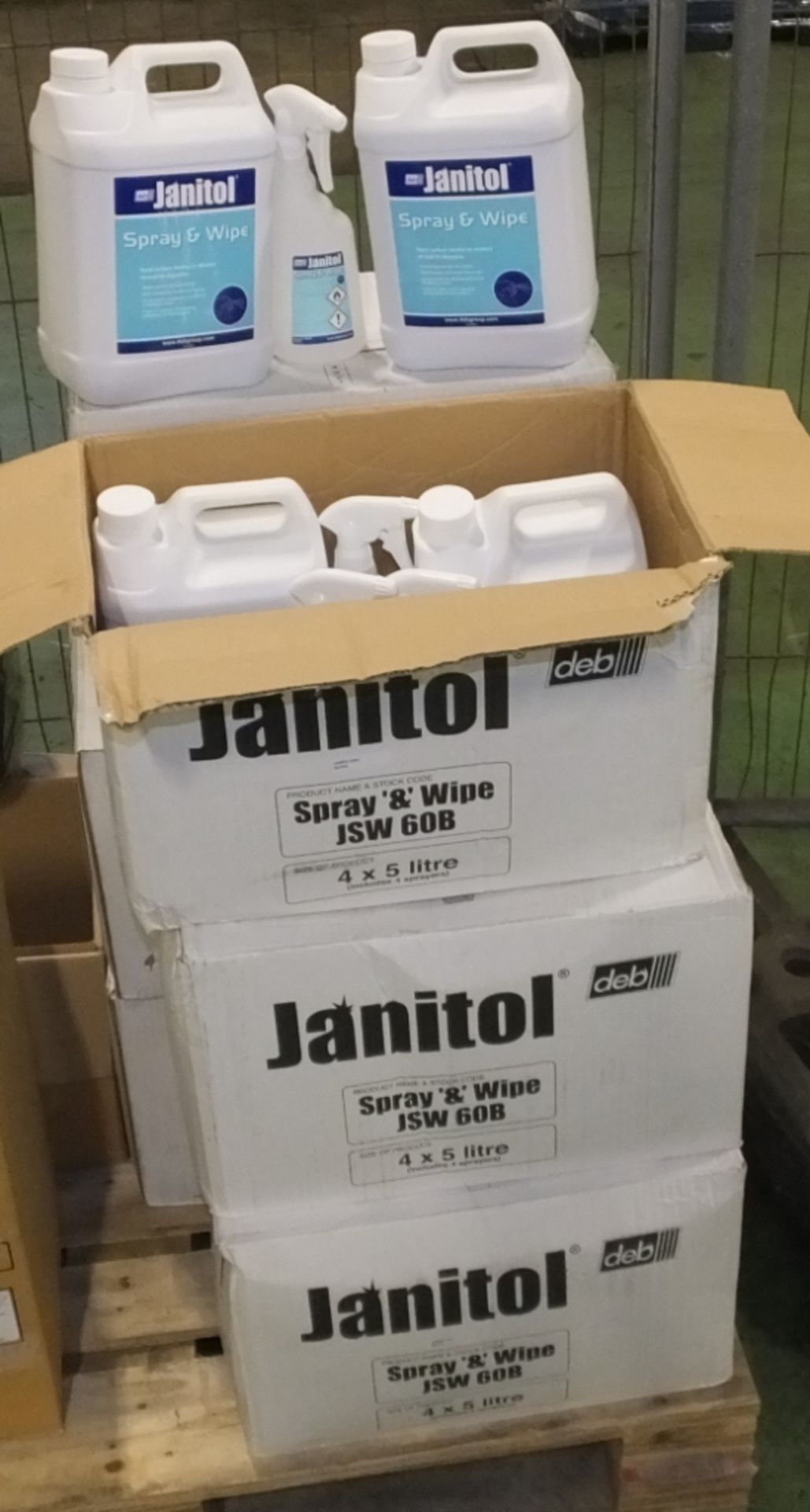 Janitol Spray & Wipe Cleaner Fluid - JSW 60B - 4x 5LTR bottles + 4 Spray Bottles - 8 boxes