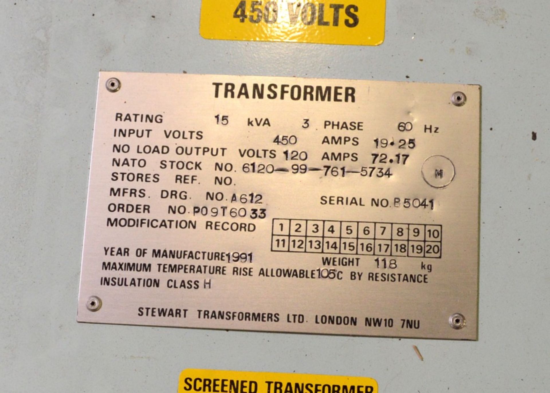 Stewart transformer 15kva 3 ph - Image 2 of 2