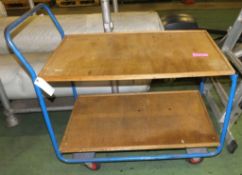 Blue Trolley With Wooden Top L1100 x W620 H1050mm