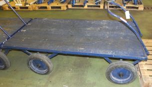 4 Wheeled Wooden Flat Bed Trolley