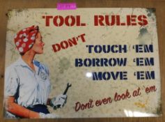 Large tin sign - Tool Rules