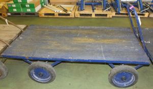 4 Wheeled Wooden Flat Bed Trolley