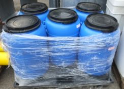 5x Blue Plastic Barrels