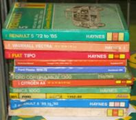 10x Haynes Workshop Manuals - Fiat, Citreon, Ford, Renault