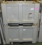 2x Heavy Duty Plastic Storage Box with lids - 1 damaged side