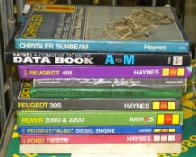 10x Haynes Workshop Manuals - Peugeot, Rover, Ford