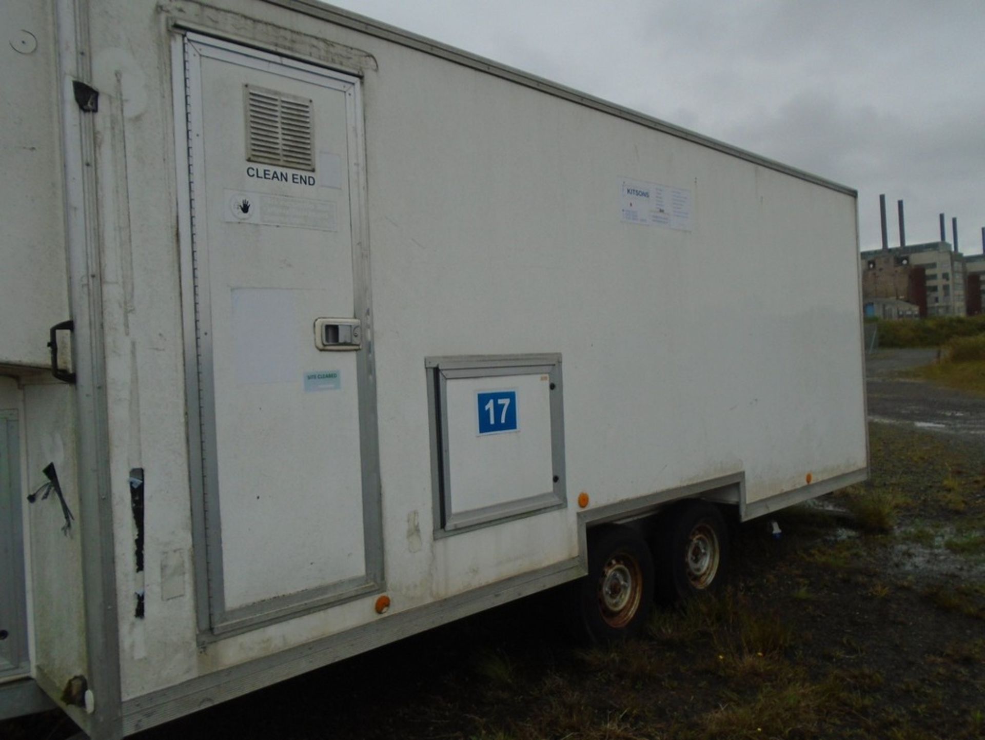 2 X TWIN AXLE FIBREGLAS BODY SHOWER/WELLFARE UNIT TRAILERS (USED FOR ASBESTOS CLEAN UP)