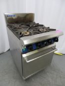 BLUE SEAL S/S GAS SINGLE DOOR OVEN WITH FOUR BURNER/RING HOB