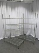 2 X CHROME WIRE FOUR TIER STORAGE RACKS