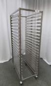 PORTABLE STAINLESS STEEL 20 TRAY OVEN STORAGE RACK