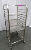 CRAVEN PORTABLE STAINLESS STEEL 14 TRAY STORAGE TROLLEY
