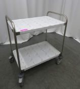 PORTABLE 2 TIER STAINLESS STEEL CANTEEN/KITCHEN TROLLEY