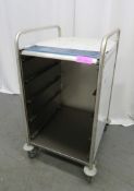 PORTABLE STAINLESS STEEL 4 TRAY SERVERING CABINET