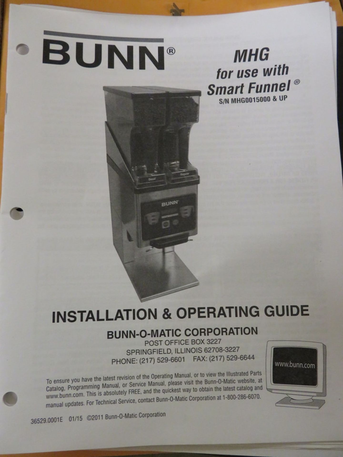 BUNN BUNN-O-MATIC MHGA UNIT FOR USE WITH SMART FUNNEL