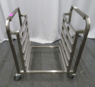 PORTABLE STAINLESS STEEL 6 TRAY OVEN STORAGE RACK