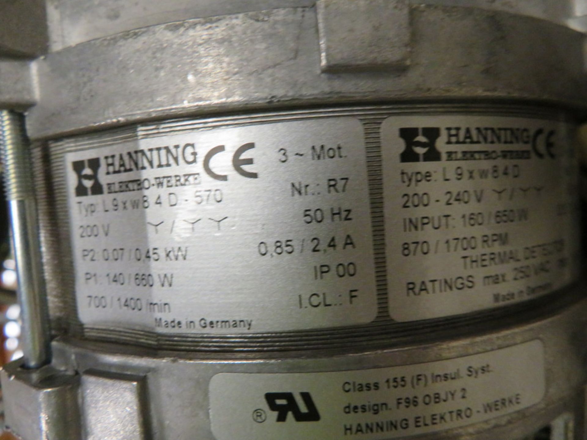 HANNING 200V FAN MOTOR - Image 2 of 2