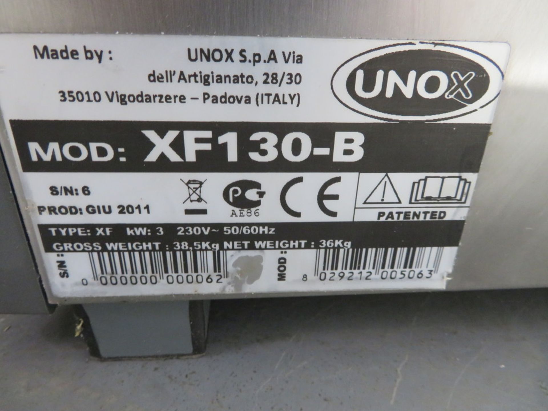 2011 UNOX MODEL XF130-B COMPACT CONVECTION OVEN - Image 5 of 5