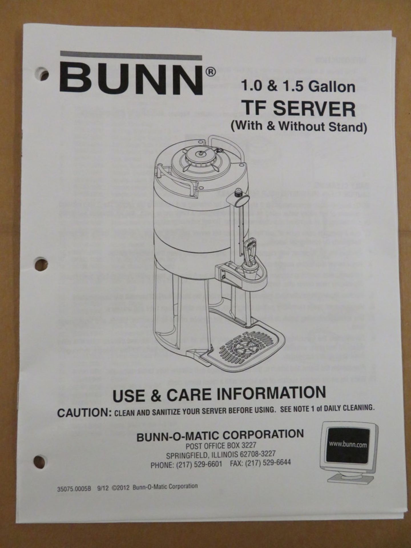 BUNN BUNN-O-MATIC TF BEVERAGE SERVER