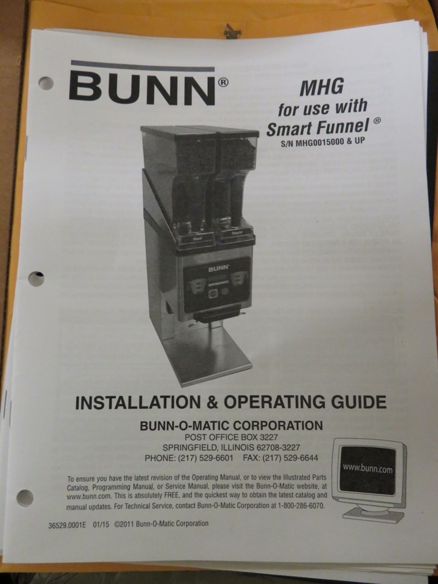 BUNN BUNN-O-MATIC MHGA UNIT FOR USE WITH SMART FUNNEL