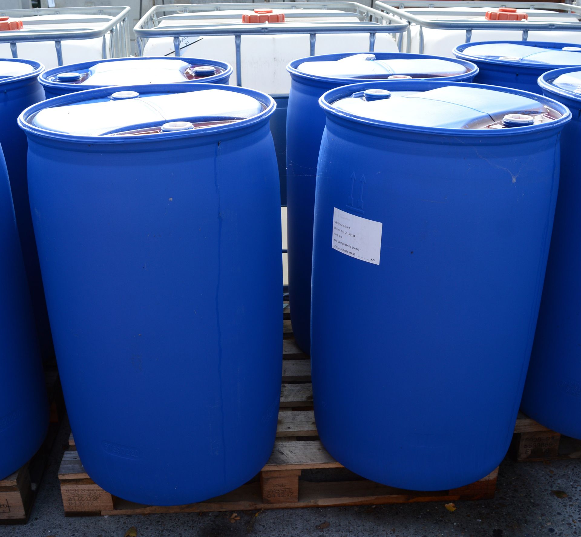 4x 200 ltr Blue Plastic Barrels.