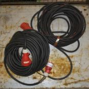 2x Tent Cables Black - 30m x 32amp