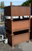 3x Stackable Metal Storage Bins.