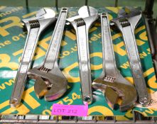 5x Adjustable Wrenches 450 / 460mm