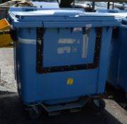 Large Blue Waste BIn on Wheels.