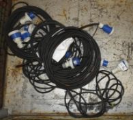 5x Tent Cables Black - 10m x 16 amp