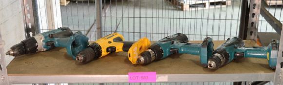 4x Various Cordless Drill Bodies