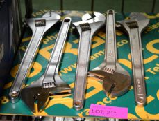 5x Adjustable Wrenches 450 / 460mm