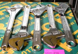 5x Adjustable Wrenches 450 / 460mm