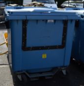 Large Blue Waste BIn on Wheels.