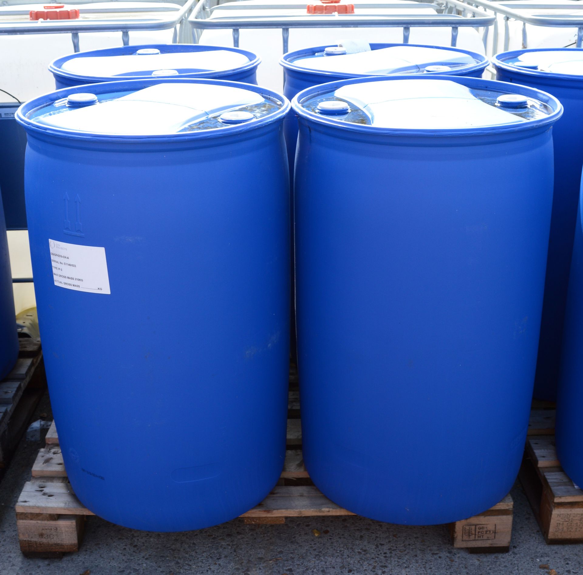 4x 200 ltr Blue Plastic Barrels.
