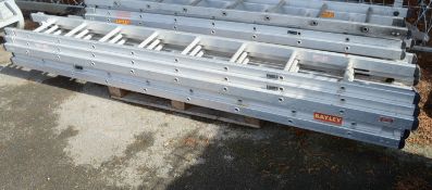 2x Aluminium Triple Ladders 8-Rung Per Section.